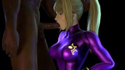 1boy 1girls 3d akairink bimbo blonde_hair dark-skinned_male dark_skin fellatio interracial large_penis metroid nintendo oral samus_aran source_filmmaker super_smash_bros. zero_suit zero_suit_samus