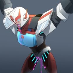 after_sex bound cum_in_mouth cum_on_body cum_on_chest cum_on_pussy ratchet_(transformers) transformers transformers_cyberverse used yaoi