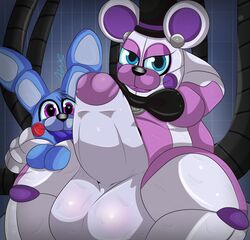 2boys animatronic anthro anthrofied arms_behind_head balls big_balls big_penis blue_eyes blue_fur blue_skin bow_tie chubby chubby_anthro chubby_male digital_media_(artwork) duo erection eyelashes five_nights_at_freddy's five_nights_at_freddy's:_sister_location funtime_freddy_(fnafsl) fur furry gay genitals half-closed_eyes heart heart-shaped_pupils huge_balls huge_cock huge_testicles humanoid_penis lagomorph leg_grab legs looking_at_penis looking_at_viewer male male_only mammal naked nude open_mouth penis plushtrapboyuwu puppet_bonnie_(fnafsl) purple_eyes rabbit red_cheeks robot sister_location smile spread_legs sweat sweaty sweaty_balls sweaty_belly sweaty_thighs tail testicles thick_thighs tongue tongue_out top_hat uncut ursid video_games wet white_body