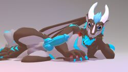 anthro anthro_only balls blender_(software) blue_penis canine_penis dragon fur furred_dragon furry furry_only male male_only penis render scalie tagme vr_media