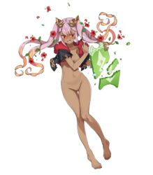 1girls bad_feet bangs bare_legs barefoot bikini black_jacket clenched_teeth criss-cross_halter cropped_jacket dark-skinned_female dark_skin edit eyebrows_visible_through_hair female fire_emblem fire_emblem_heroes flower full_body fur_trim gradient gradient_hair grimace hair_flower hair_ornament halterneck hibiscus highres holding jacket kickboard laevatein_(fire_emblem) laevatein_(summer)_(fire_emblem) leaf long_hair multicolored_hair navel nintendo nipples nude_edit nude_filter official_art orange_hair parted_lips petals pink_hair plant pussy red_eyes saitou_masatsugu shiny shiny_hair short_sleeves sidelocks simple_background solo stomach swimsuit teeth third-party_edit toes torn_clothes transparent_background twintails vines