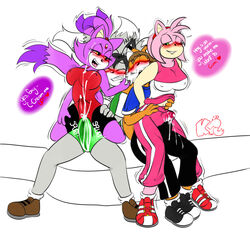 2boys 2futas amy_rose anthro anthro_on_anthro blaze_the_cat blush breasts bulge canid canine canis clothed_sex clothing cum cum_through_clothes cum_while_penetrated cumshot domestic_cat eulipotyphlan eyelashes felid feline felis fox furry futanari futasub hair hedgehog intersex intersex/male kitsu_(artist) male male_on_futa mammal motion_lines nipple_bulge orgasm_face penis pink_body pink_hair purple_body sonic_(series) tan_body wet. white_body