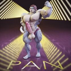 1:1 3d_(artwork) anthro big_(disambiguation) bottomwear clothing digital_media_(artwork) felid genitals hi_res hyper male male_focus male_only mammal pan pantherine pants penis potrait solo solo_male valorlynz