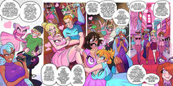 6+girls breast_expansion breasts cleavage comic english_text eye_color_change female gender_transformation hair_growth huge_breasts mtf_transformation multiple_girls rule_63 sentient_clothing text thetransformistress transformation zombie_like