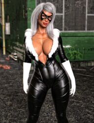 1girls 3d 3d_(artwork) black_cat_(marvel) breasts cleavage danp daz_studio felicia_hardy female looking_at_viewer marvel marvel_comics model solo spider-man_(series) standing superheroine