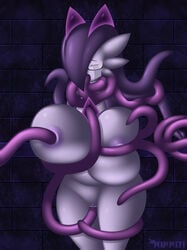 1girls anthro big_ass breast_expansion dungeon female female_gardevoir gardevoir huge_breasts hyper hyper_breasts monster_girl nintendo nipples nirriti original original_character pokemon pokemon_(species) pokemon_rse purple_goo purple_skin purple_slime slime slime_girl solo tentacle tentacle_hair wide_hips worried worried_expression