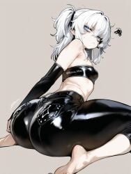 1girls ai_generated belly_button big_ass big_butt blue_eyes bubble_ass bubble_butt camel_toe cameltoe commission dungeons_and_dragons feet imminent_sex latex latex_armwear latex_clothing latex_legwear latex_pants latex_tubetop leather leather_clothing leather_pants lily_buns looking_at_viewer looking_back mage oatmealdood oblivion oc original pale-skinned_female shiny_clothes shortstack skin_tight skyrim small_breasts solo_female submissive submissive_female suggestive_look the_elder_scrolls thick_ass thick_butt thick_thighs tube_top tubetop twintails white_hair