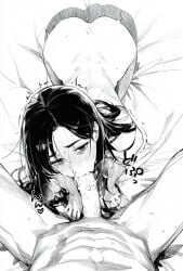 1boy1girl abs ai_generated alternate_version_at_source anonymous_male asian asian_female ass backside big_ass big_penis blowjob choking_on_cock cock cum_in_mouth cum_out_nose curvy curvy_body dick doggy_style_blowjob drowsy_sheep eyebags fellatio japanese japanese_female jujutsu_kaisen long_hair looking_up male/female male_pov monochrome mouth_full_of_cock muscular muscular_male on_all_fours oral oral_sex partial_male penis penis_in_mouth penis_out pov precum precum_on_penis sex sexy sexy_female sexy_male shoko_ieiri slim_waist twitter_link