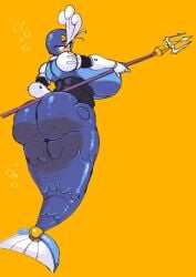 1girls annoyed ass back background behind big big_ass big_breasts big_butt bigger blue_body breasts bubble clothed clothes clothing colored colored_sketch covered curvaceous curvy disembodied dogging erect expression female fully grey head helmet hips hot huge looking mega_man mega_man_(classic) merfolk mermaid meta nipples nude partially retracted splash_woman submarichamomi2 trident uncircumcised under view voluptuous weapon wide