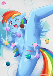 1girls ass blue_skin blush breasts equestria_untamed multicolored_hair my_little_pony open_mouth parasprite_(mlp) pussy rainbow_dash_(mlp) smooth_skin url