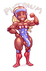 1futa american_flag chibi dark-skinned_futanari eek!_the_cat futanari intersex muscular_futanari platinum_(eek_the_cat) rookerrant solo_futa wrestling_outfit wrestling_ring wrestling_singlet