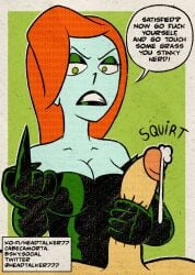 1girls 2d 2d_(artwork) after_handjob artist_name batman:_the_animated_series batman_(series) clothed_female cum cum_leaking_out_of_penis dc_comics dcau dialogue dialogue_bubble dick femdom femdom_caption femdom_pov handjob headtalker77 humiliated_male humiliation humiliation_fetish ko-fi_url looking_at_viewer middle_finger onomatopoeia penis poison_ivy poison_ivy_(dcau) pov red_hair redhead_female squeezing_penis talking_to_viewer text the_new_batman_adventures twitter_handle upset