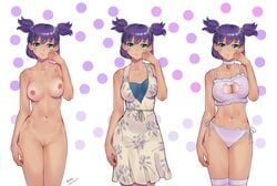 1girls breasts collar color colored crying dress everlasting_summer female female_only green_eyes kola411 lena_(everlasting_summer) medium_breasts nipples nude nude_female purple_hair pussy revision tagme uncensored unyl-chan unyl-tan white_legwear