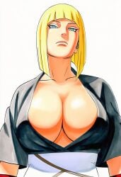 1girls accurate_art_style ai_generated big_breasts blonde_hair blue_eyes blunt_bangs bob_cut breasts busty cleavage clothing dress female female_only head_out_of_frame hourglass_figure huge_breasts kunoichi large_breasts manga_style mature mature_female naruto naruto_(series) naruto_shippuden ninja nipple_slip oppai out_of_frame pinup plump pulled_by_self sagging_breasts samui short_hair shoulder_length_hair shy solo solo_focus top_heavy top_heavy_breasts undressing voluptuous voluptuous_female ㅇㅇ
