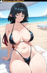 ai_generated animal_ears anus anus_focus ass ass_focus beach bikini black_choker black_hair blush boots breasts breasts_apart brown_thighhighs choker cleft_of_venus combat_knife earrings female female_only female_pubic_hair fingernails full_body gradient_hair green_eyes grey_boots groin jane_doe_(zenless_zone_zero) jewelry knife large_breasts legs_apart lips long_hair long_tail looking_at_viewer mechanical_tail micro_bikini mouse_ears multicolored_hair nail_polish naked_boots navel nipples outdoors parted_lips pink_nails pussy red_hair sharp_tail single_thighhigh skindentation smile solo standing stud_earrings tail thigh_gap thighhighs torn_clothes torn_thighhighs two-tone_hair very_long_hair weapon zadbhell zenless_zone_zero