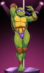 1boy ai_generated bulge bulge_through_clothing bulge_under_clothes donatello_(tmnt) jockstrap male pixai pole_dancer pole_dancing sexy_pose stripper stripper_pole striptease teenage_mutant_ninja_turtles teenage_mutant_ninja_turtles_(2003) turtle turtle_shell