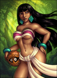 1girls bandeau black_hair candra chel dark-skinned_female dark_skin dreamworks female female_focus hand_on_hip large_breasts loincloth long_hair the_road_to_el_dorado voluptuous wide_hips