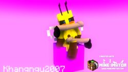 bee_(minecraft) bee_girl blue_eyes horse_penis horsecock insect_abdomen_pussy insect_girl insect_humanoid insect_wings insects minecraft yellow_body