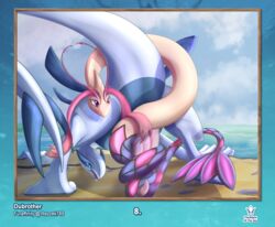 absurd_res all_fours ambiguous_gender ass_up beach coiling coiling_around_penis dubrother duo erection feral genitals hi_res legendary_pokémon looking_back lugia male male/ambiguous masturbation milotic nintendo outside penis pokemon pokemon_(species) raised_tail rear_view sand sea seaside sky tail_job video_games water