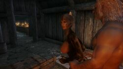 1male 3d bethesda_softworks cat_humanoid catgirl doggy_style half-khajiit human_on_anthro interspecies khajiit khajiit_female male_human/female_anthro neko-khajiit skyrim the_elder_scrolls