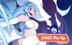 1girls amajiki_tamaki arianne_delort bat bat_wings blue_eyes blue_hair bra costume fangs female female_focus female_only hadou_nejire halloween halloween_costume hat long_hair my_hero_academia nejire_hado night night_time pin-up pinup solo_female solo_focus strapless strapless_bra tamaki_amajiki thighhighs white_clothing