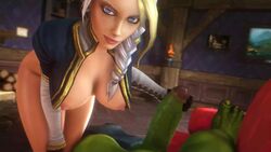 1boy 1girls 3d animated areolae big_breasts black_gloves breast_grab breasts couple erection female gloved_handjob gloves green-skinned_male green_skin handjob horde horde_(warcraft) huge_cock jaina_proudmoore large_breasts light-skinned_female light_skin male male_pov nipples noname55 orc orc_(warcraft) orc_male penis pov romantic_couple seductive_look seductive_smile sound source_filmmaker thrall video warcraft wink winking winking_at_viewer world_of_warcraft