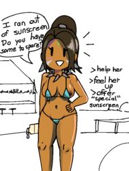 1girls bikini dark-skinned_female league_of_legends nidalee one_breast_out stormbringer swimsuit tagme