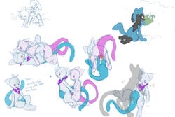 all_fours anthro arm_pull bodily_fluids chair_position colored_sketch cum cum_in_pussy cum_inside digital_media_(artwork) doggy_style domination duo female female_penetrated from_behind_position from_front_position fusion genital_fluids genitals hatiimiga legendary_pokémon lunamew lying male male/female male_domination male_penetrating male_penetrating_female mew mewtwo missionary_position nintendo on_back penetration penis pokémon_fusion pokemon pokemon_(species) prison_guard_position riolu sex straight_hair text vaginal_penetration video_games voyeur