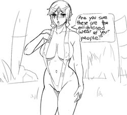 1girls big_breasts cameltoe karma_(league_of_legends) league_of_legends sling_swimsuit stormbringer tagme