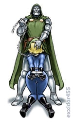 1boy 1girls arms_behind_back ass big_ass blonde_hair blowjob bondage bondage_blowjob chain deepthroat doctor_doom drinking_urine exxidor459 fantastic_four fellatio female forced_oral hand_on_head handcuffs human human_only implied_fellatio implied_oral invisible_woman kneeling large_ass leash light-skinned_female male maledom marvel marvel_comics nonude on_knees oral oral_rape oral_sex rape simple_background straight sue_storm white_background