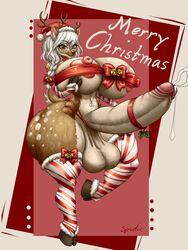 1futa anthro ass breast_grab breasts christmas christmas_card cum cumshot erect_nipples fur furry futa_only futanari gift_wrapped hooves huge_ass huge_balls huge_breasts huge_cock hyper hyper_ass lilith_art lingerie looking_at_viewer mistletoe nipples original original_character penis pinup reindeer ribbon santa_hat solo stockings testicles thick_thighs thin_waist voluptuous white_hair wide_hips