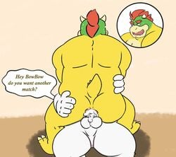 2021 anal anal_sex anthro asgore_dreemurr balls bodily_fluids boss_monster bovid bowser caprine cum duo english_text fucked_silly gay genital_fluids genitals hi_res humanoid_hands koopa male male/male male_only mammal mario_(series) nintendo overweight overweight_male penetration penis ragnadope scalie sex sitting text undertale video_games