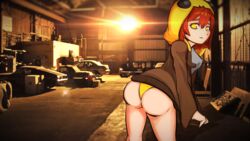 1girls alien_hominid allie ass car female female_only hoodie jacket lens_flare looking_back moosh_(artist) newgrounds panties pico_sim_date pico_sim_date_<3 red_hair ricekappa solo yellow_eyes yellow_panties