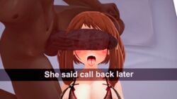 1boy 1girls 3d big_penis cant_see_the_haters cuckold dark-skinned_male dark_skin english_text female interracial koikatsu male my_hero_academia netorare ochako_uraraka penis_on_face penis_over_eyes shakes snapchat text tongue_out