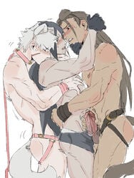 3boys after_kiss ambiguous_penetration animal_humanoid animal_tail black_hair blush brothers brown_hair collar dog_ears dog_tail erection femboy gay gloves leash long_hair male male/male male_only masturbation naruto naruto_(series) naruto_shippuden penis penis_grab penis_out senju_hashirama senju_tobirama shirtless short_hair shoulder_kiss silver_hair standing standing_sex straps sweat sweatdrop threesome uchiha_madara underwear wristband yaoi