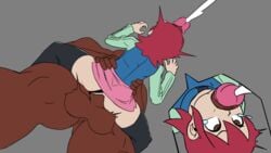 1girls all_the_way_through anal anal_sex anal_threading anythinggoes capcom clothed_sex colored cum cum_outside death_by_penis mayl_sakurai mega_man mega_man_battle_network miniskirt pink_skirt rockman_exe sex sex_in_skirt skirt skirt_lift stockings