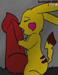 animated anthro canid canine canis colored cosplay_pikachu dark_(character) darkholm1 duo genitals knot licking male male/male male_only mammal masturbation nintendo oral penile penis penis_lick pikachu pokémon_(species) pokemon sex size_difference tongue tongue_out video_games wolf