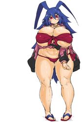 1girls big_breasts bikini blue_hair blush disgaea disgaea_d2 disgaea_rpg huge_breasts kanon_(148bpm) laharl laharl-chan long_hair nippon_ichi_software puffy_nipples red_eyes swimsuit