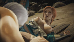 1boy 1girls 3d breasts breasts_out cd_projekt_red cunnilingus geralt_of_rivia laying_on_ground licking_pussy partially_clothed pussy_lick red_hair the_witcher the_witcher_(series) the_witcher_2 the_witcher_3:_wild_hunt triss_merigold