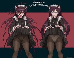 1girls ass_visible_through_thighs black_panties buranko! burankoprn catgirl danganronpa danganronpa_(series) danganronpa_ultra_despair_girls embarrassed fukawa_touko genocider_shou lifted_by_self lifting maid panties presenting skirt_lift smooth_skin solo source_request upskirt white_panties