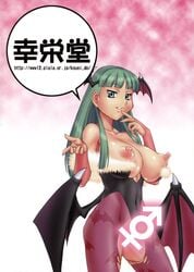 clothing darkstalkers futanari katou_jun large_breasts morrigan_aensland tagme torn_clothes