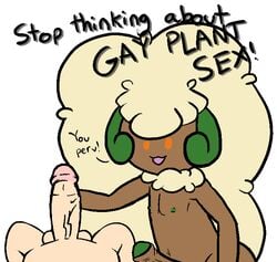 anonymous_artist anthro duo english_text foreskin genitals handjob human interspecies looking_at_viewer male male/male mammal masturbation meme navel nintendo nipples open_mouth penile penis pokémon_(species) poképhilia pokemon pov sex simple_background stop_thinking_about_sex text uncut video_games whimsicott white_background