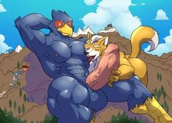 2021 anthro avian bird canid canine canis duo erection falco_lombardi fox fox_mccloud genitals handjob happyending licking macro male male/male male_only mammal mountain nintendo nipple_fetish nipple_lick nipple_play nipples penile penis sex sitting star_fox tongue tongue_out video_games worship