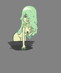 breasts female_only grabbing_own_breast green_eyes michelle_(yo_mama) mun_man slime_girl yo_mama