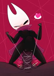 blush breast cape cloak cute dark-skinned_male heart hollow_knight hollow_knight_x_humans hornet_(hollow_knight) huge_cock human male_pov ota_(artist) pov red_cape riding scarf thick thick_thighs