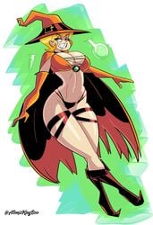 1girls artist_name atomickingboo busty cleavage clothing halloween hat hips hourglass_figure jackie_lantern legs light-skinned_female light_skin magic magic_user magical_girl original original_character thick thick_legs thick_thighs thighs thong upper_body voluptuous wide_hips witch witch_hat