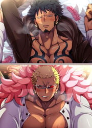 2boys donquixote_doflamingo gay goatee male male_only one_piece sideburns tagme trafalgar_law yaoi ygyg2200