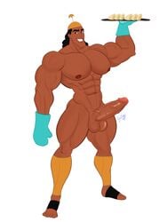 1boy 2021 abs balls bara biceps big_chest big_pecs big_penis black_hair blueboybara boner bulging_biceps color dark-skinned_male dark_skin digital_media_(artwork) disney erect_nipples erect_penis erection food full_body glans gloves hard_on hat hispanic hispanic_male huge_chest huge_pecs kronk large_penis latino long_hair male male_only melanin mittens mostly_nude muscles muscular muscular_male nipples oven_mitts pecs penis pinup presenting retracted_foreskin smile smooth_chest smooth_skin solo tan tan_skin teeth testicles the_emperor's_new_groove thick_penis thick_thighs toes tray url veiny_muscles veiny_penis white_background yaoi