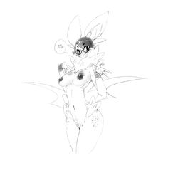 anthro ass bat_wings big_butt big_ears breasts chiropteran clothing cornfrosty curvy_figure eyewear eyewear_only female fingerless_gloves freckles genitals glasses gloves hair hand_on_breast handwear heart hi_res leaning leaning_forward legs_together looking_at_viewer mammal medium_breasts membrane_(anatomy) membranous_wings neck_tuft nipple_tape nude open_mouth open_smile pasties pussy roxi short_hair sketch smile solo tape thigh_marking tuft wide_hips wings