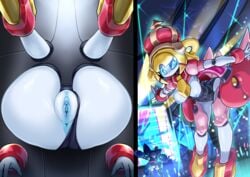 2girls ;) absurdres android animal_ears anus ass ass_focus back black_panties black_underwear blue_anus blue_eyes blue_nipples blue_pussy blue_sclera blush breasts cat_ears clitoris close-up crown dia-stage female high_resolution highres hybrid idol legs_up looking_at_viewer medabots medarot multiple_girls nipples no_bra no_mouth no_nose one_eye_closed outstretched_arms pale-skinned_female pale_skin panties panties_aside parms pochincoff pussy robot robot_girl sagging_breasts spread_arms star_(symbol) stuck_in_wall topless uncensored underwear white_breasts wink